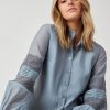 Hanna’s Limited-Edition Batiste And Silk Blend Shirt With Hand-Crocheted Lace In Blue