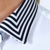 White Twill Shirt With Conner Stripes On Collar And Velvet Details