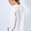 French Riviera-Style Organic Linen Shirt In White Whisper