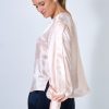 Elegant silk blouse with split sleeves in bisque